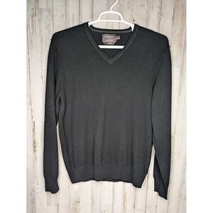 Black Brown 1826 Men's 100% 2-Ply Cashmere V-Neck Sweater‎ Black Men's Large